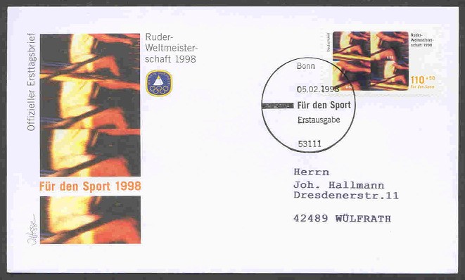 fdc ger 1998 febr. 5th wrc cologne illustration as on stamp 