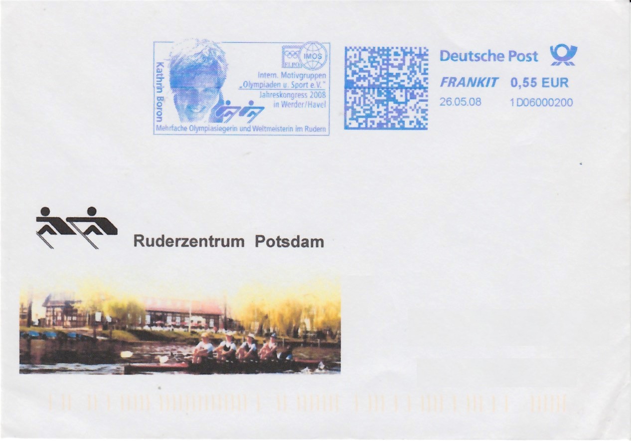 Illustrated card GER 2008 Ruderzentrum Potsdam with cachet Kathrin Boron