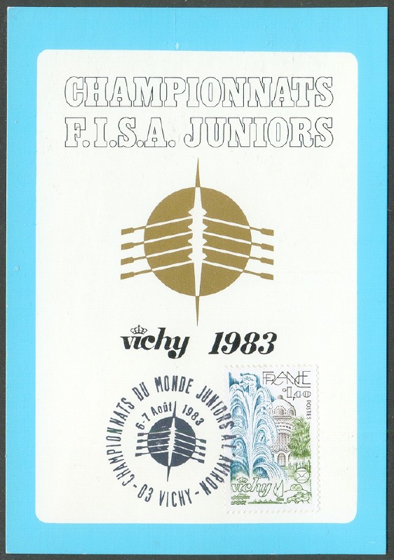 illustrated card fra 1983 jwrc vichy with pm aug. 6th 7th logo 