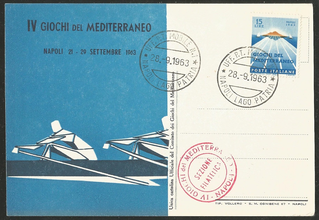 illustrated card ita 1963 iv. mediterranean games napoli