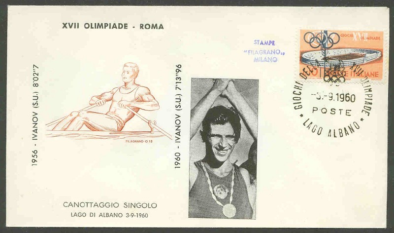 illustrated cover ita 1960 og rome urs winner of the 1x event with pm of final sept. 3rd 