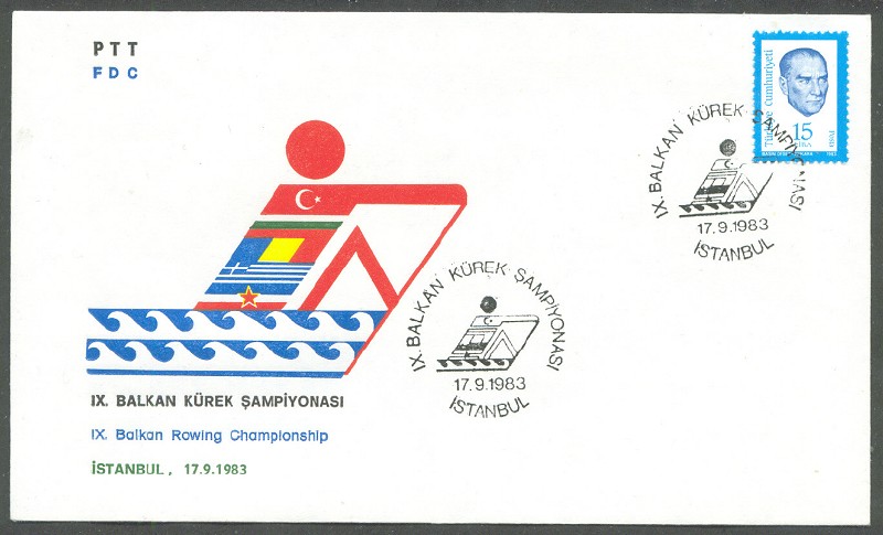 illustrated cover tur 1983 balkan rowing championships istanbul with pm logo 
