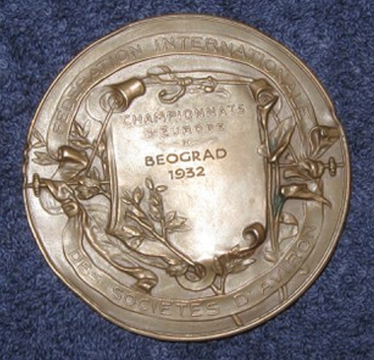 medal fisa 1932 erc belgrade reverse coll. bi