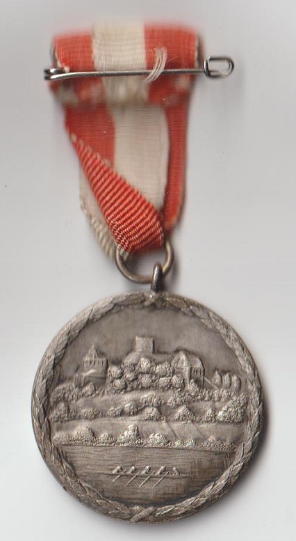 Medal GER 1929 Giessen Regatta with flag pin Giessener RUdergesellsxchaft 1877 reverse