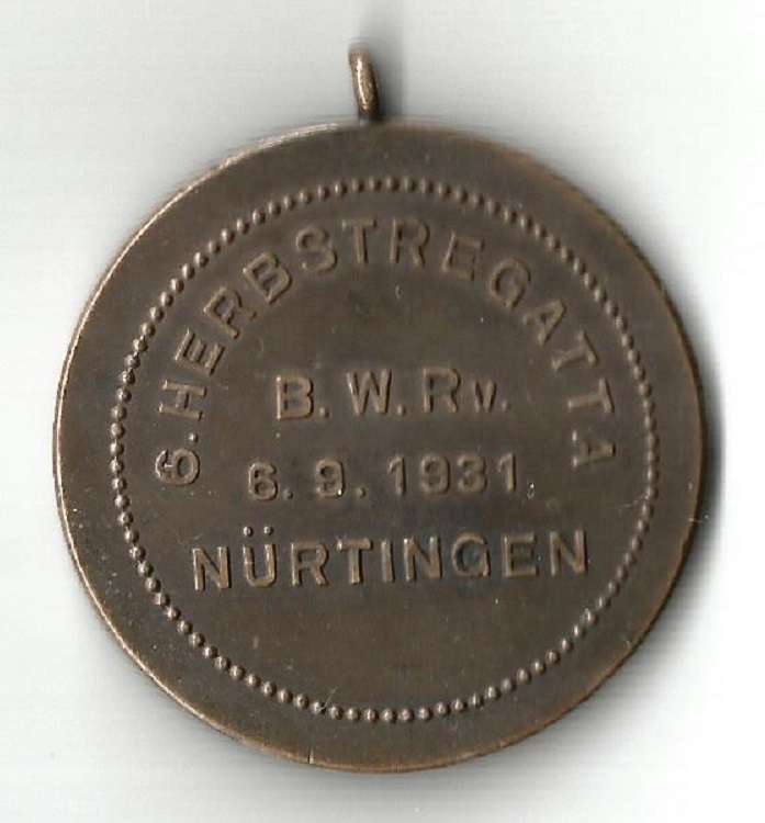 Medal GER 1931 Autumn Regatta Nuertingen reverse
