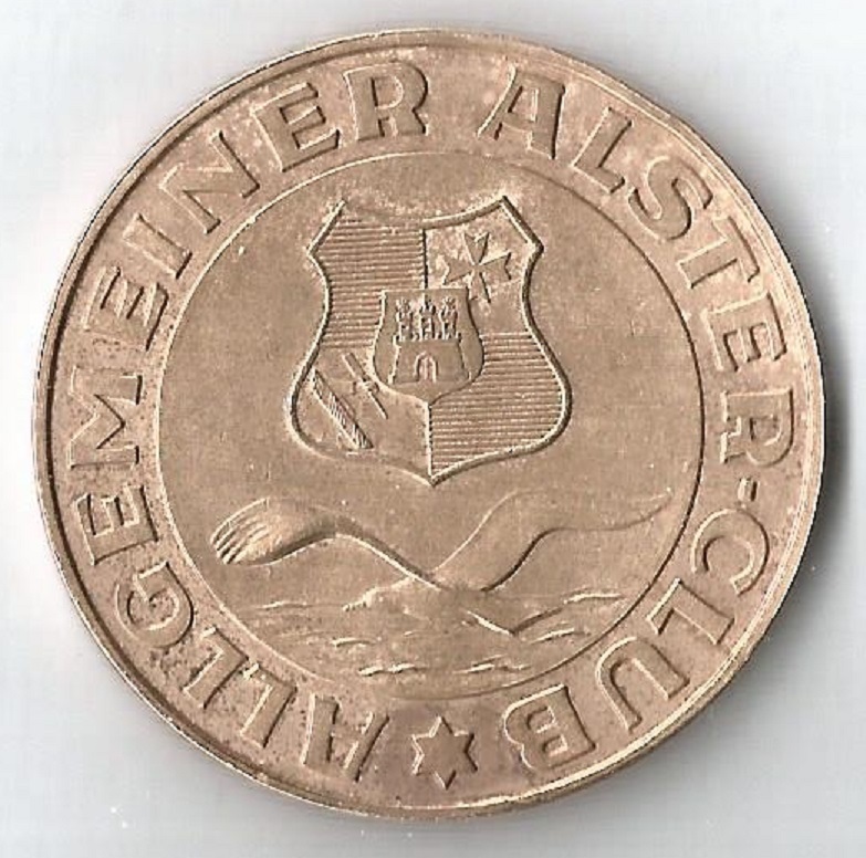 Medal GER 1948 Hamburger Masters Regatta with logo of Allgemeiner Alster Club