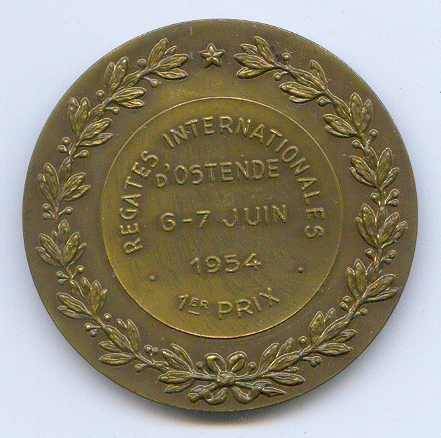 medal bel 1954 international regatta ostende reverse