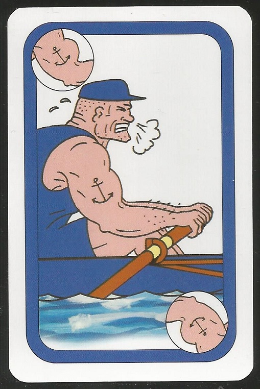 Card game AUT 1997 Oxford Cambridge Boat Race Oxford rower exerting utmost power
