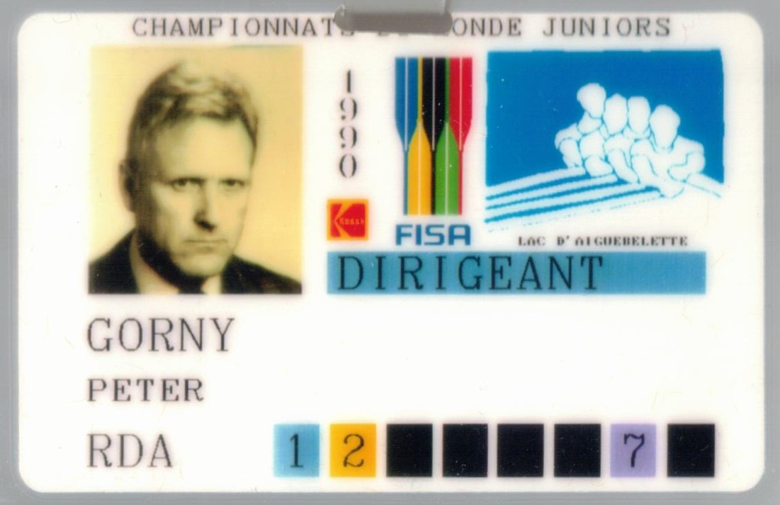 FISA team manager card GDR JWRC Aiguebelette 1990 Peter Gorny GDR