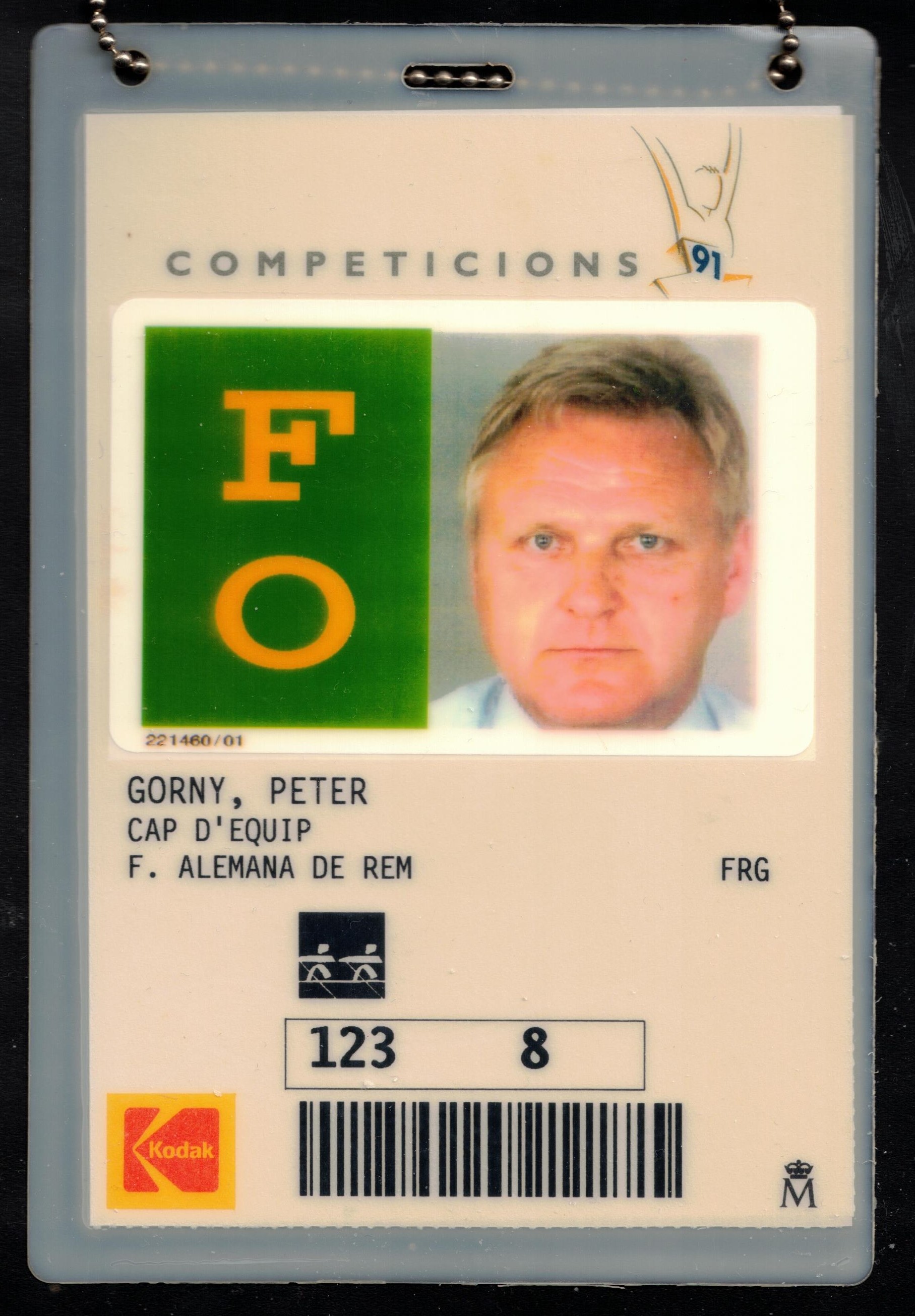 FISA team manager card JWRC Banyoles 1991 Peter Gorny GER