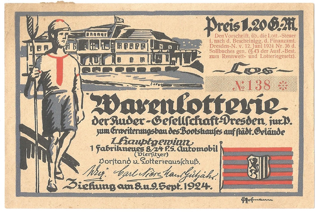 Lottery ticket GER 1924 Rudergesellschat Dresden