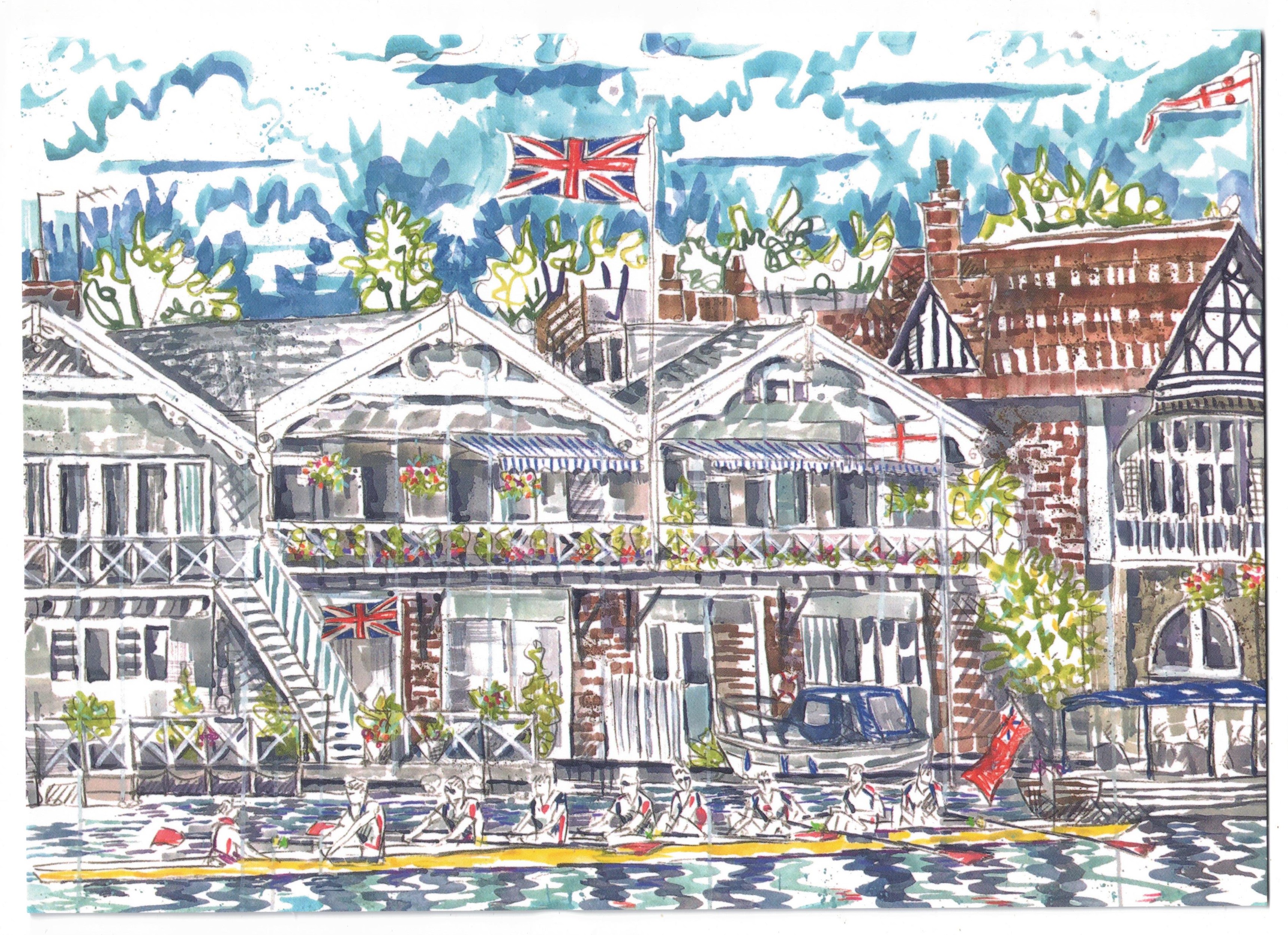 Painting GBR View from Leander Club Henley on Thames by Kirsten Jones