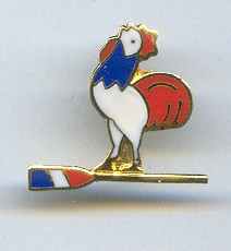 pin fra cock on oar both in french national colours red white and blue 