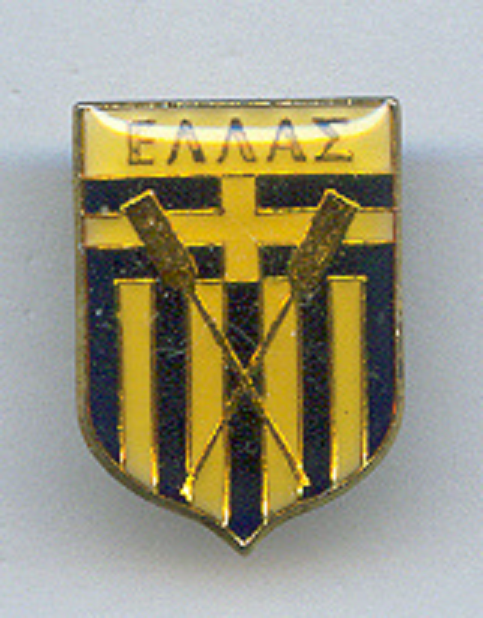 Pin GRE Rowing Federation Shield HELLAS with crossed oars on national flag