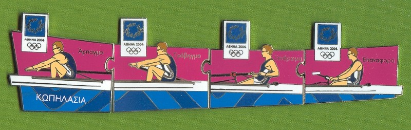 pin gre og athens 2004 puzzle of four pins demonstrating stroke sequence 