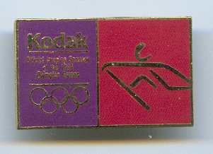 Pin USA 1996 OG Atlanta Kodak official sponsor Stylized rower on red backgroung