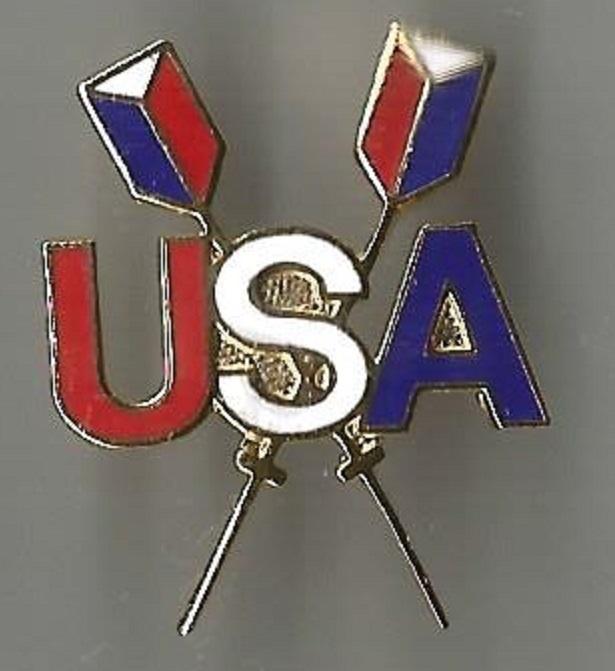 Pin USA National Team crossed oars and USA in national colours