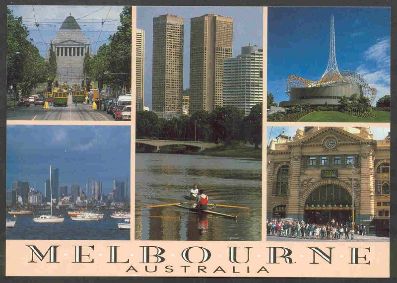 pc aus melbourne 1990 single sculer on the yarra river and four other sights of the city 
