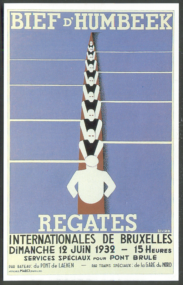 PC BEL undated reprint of poster Regates Internationales de Bruxelles 1932