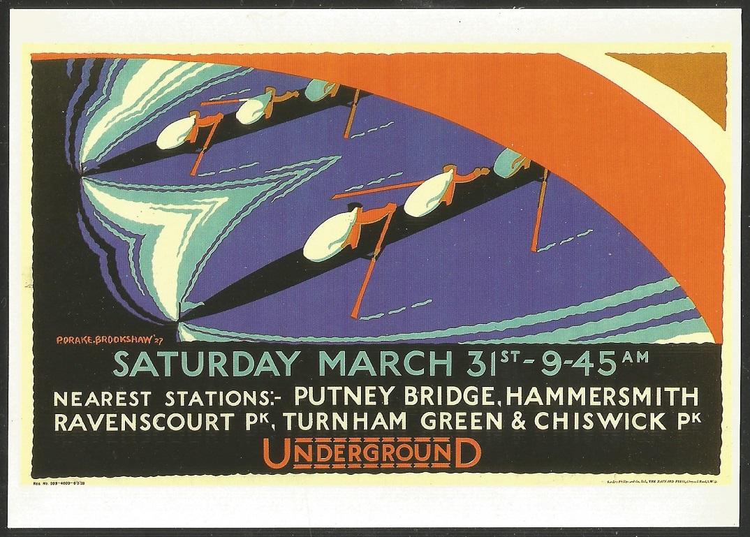 PC GBR 1928 Boat Race Reprint of Underground poster by P. Drake Brookshaw