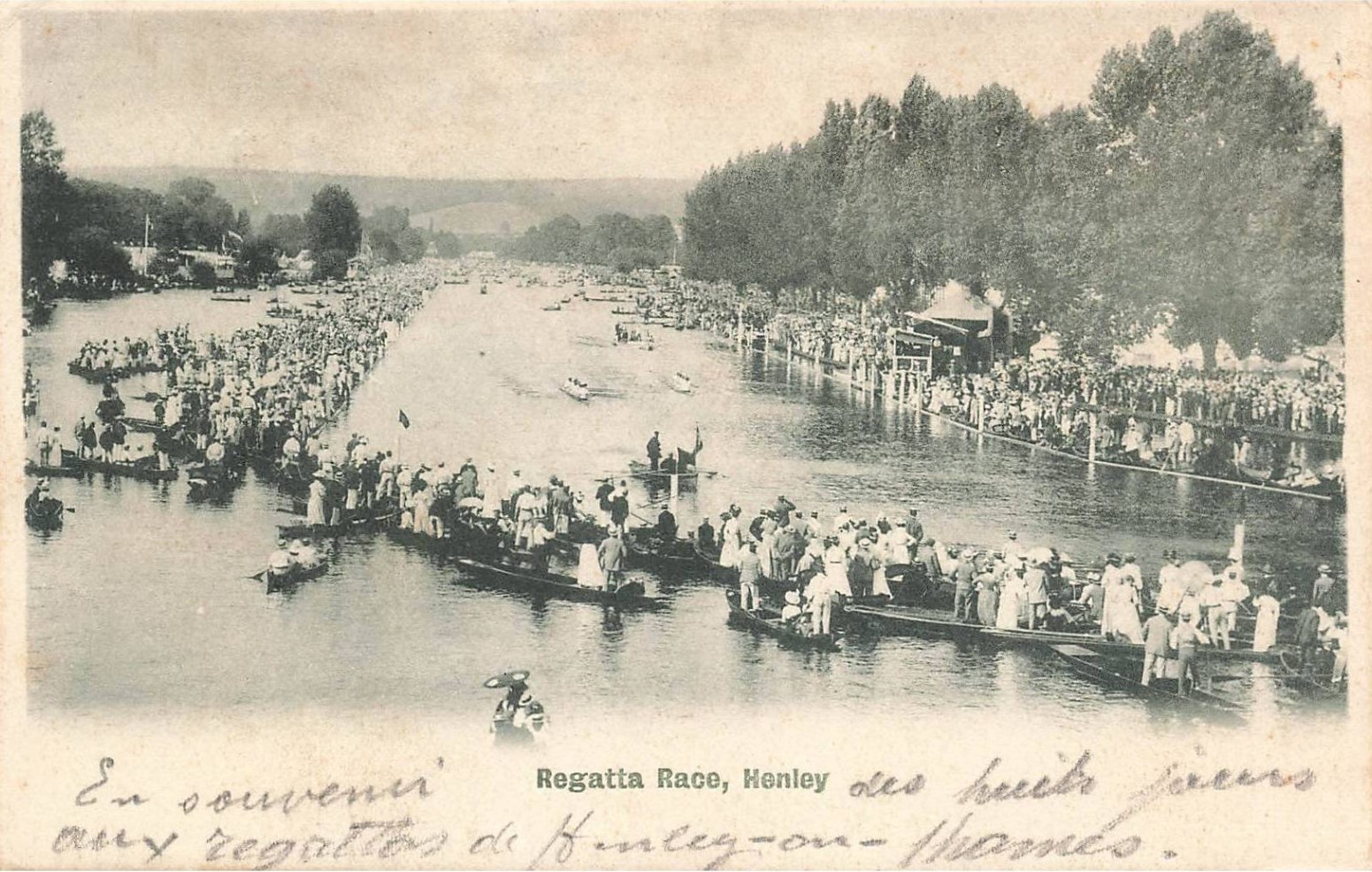 PC GBR Henley Regatta Eights race at the finish line PU Henley on Thames 1902 July 7th