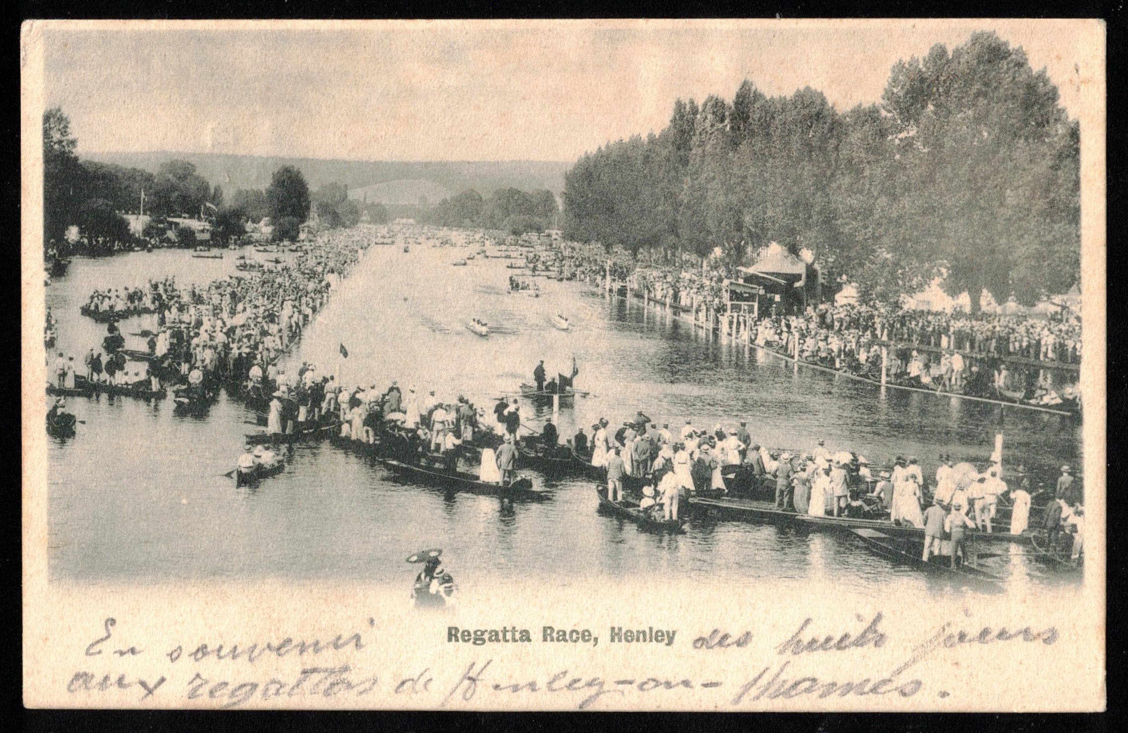 PC GBR Henley Regatta Race at the finish line PU 1902 July 7th Henley post office front