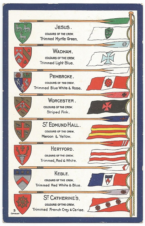 PC GBR Oxford Unuversity Colleges oar blade colours flags and arms III