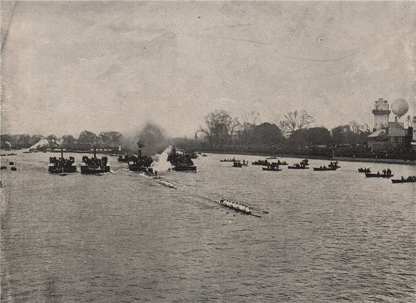 PC GBR undated The Boat Race 1895 from Barnes Bridge photo from book The Queens London Casell Co. London 1896