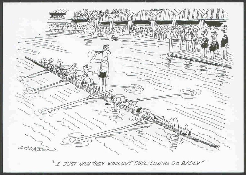 pc gbr henley rowing cartoons by b. cookson no. 6 in exhausted and disappointed crew threatening to shoot himself 