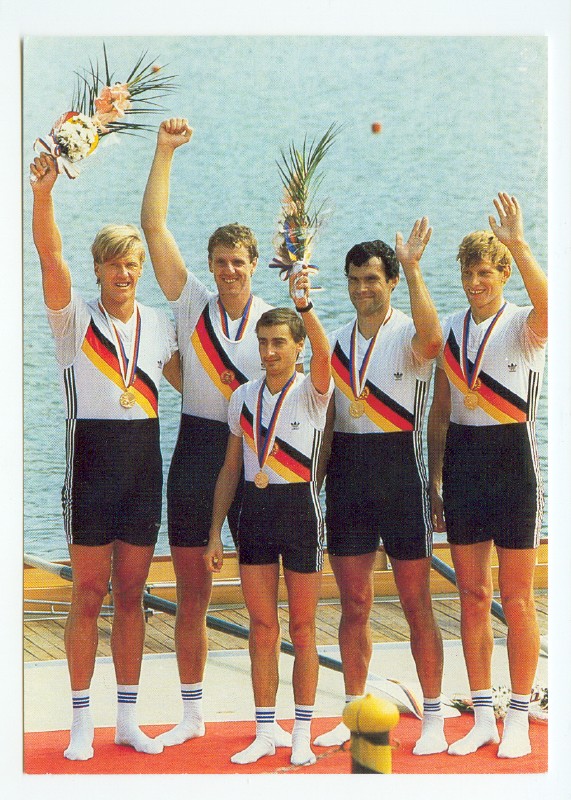 pc gdr 1988 photo of k. schmeling b. eichwurzel h. reiher b. niesecke cox f. klawonn gold medal winners at the og seoul 1988 in the m4 