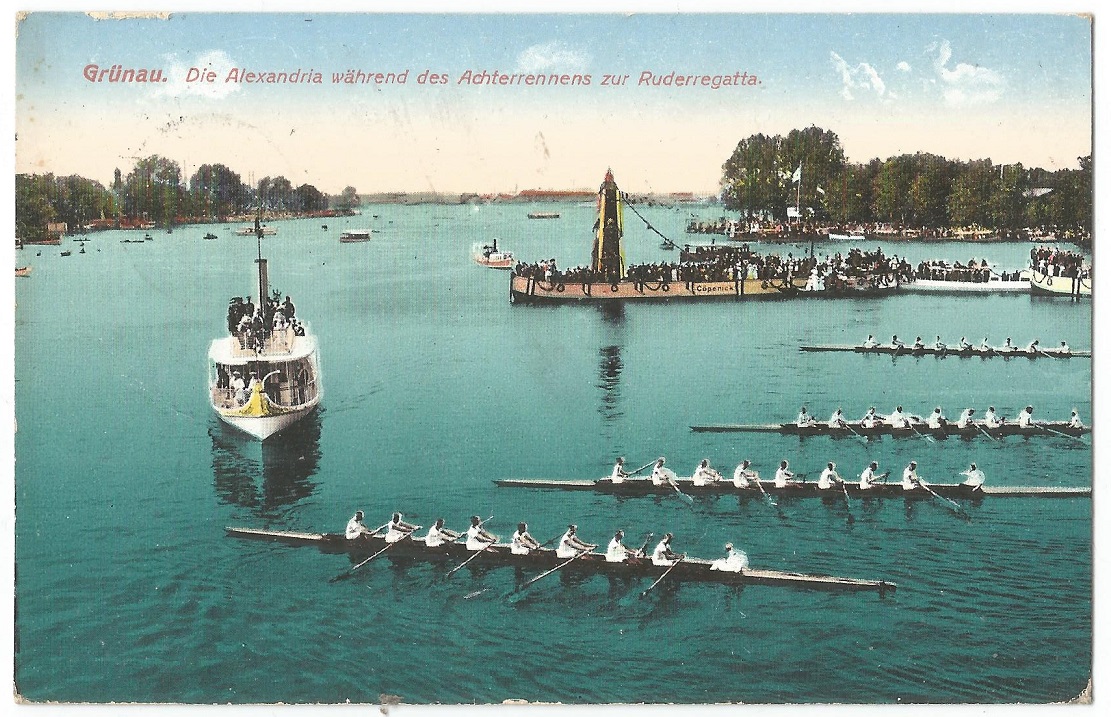 PC GER Berlin Gruenau Alexandria during the regatta with four 8 in the finish area PU 1914 with PM Gruenau