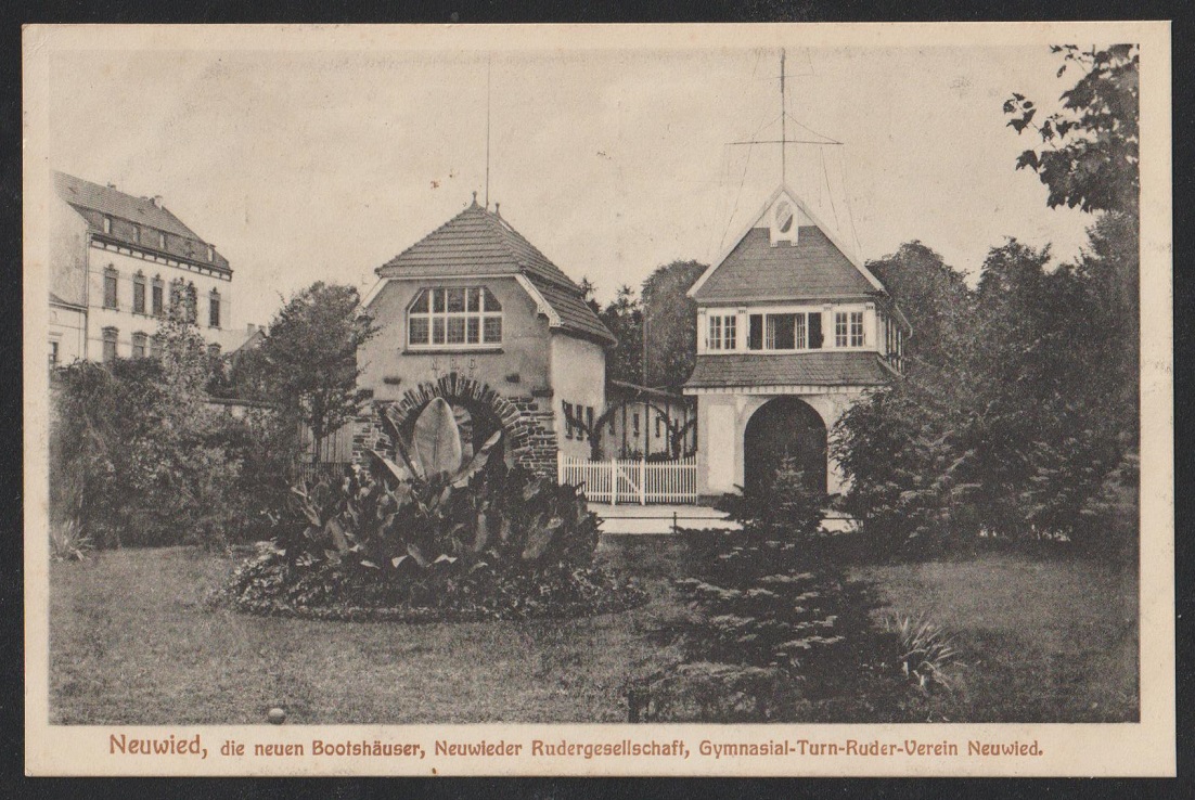 PC GER Neuwied boathouses of Neuwieder Rudergesellschaft founded 1883 and Gymnasial Turn Ruder Verein Neuwied founded1882 PU 1912