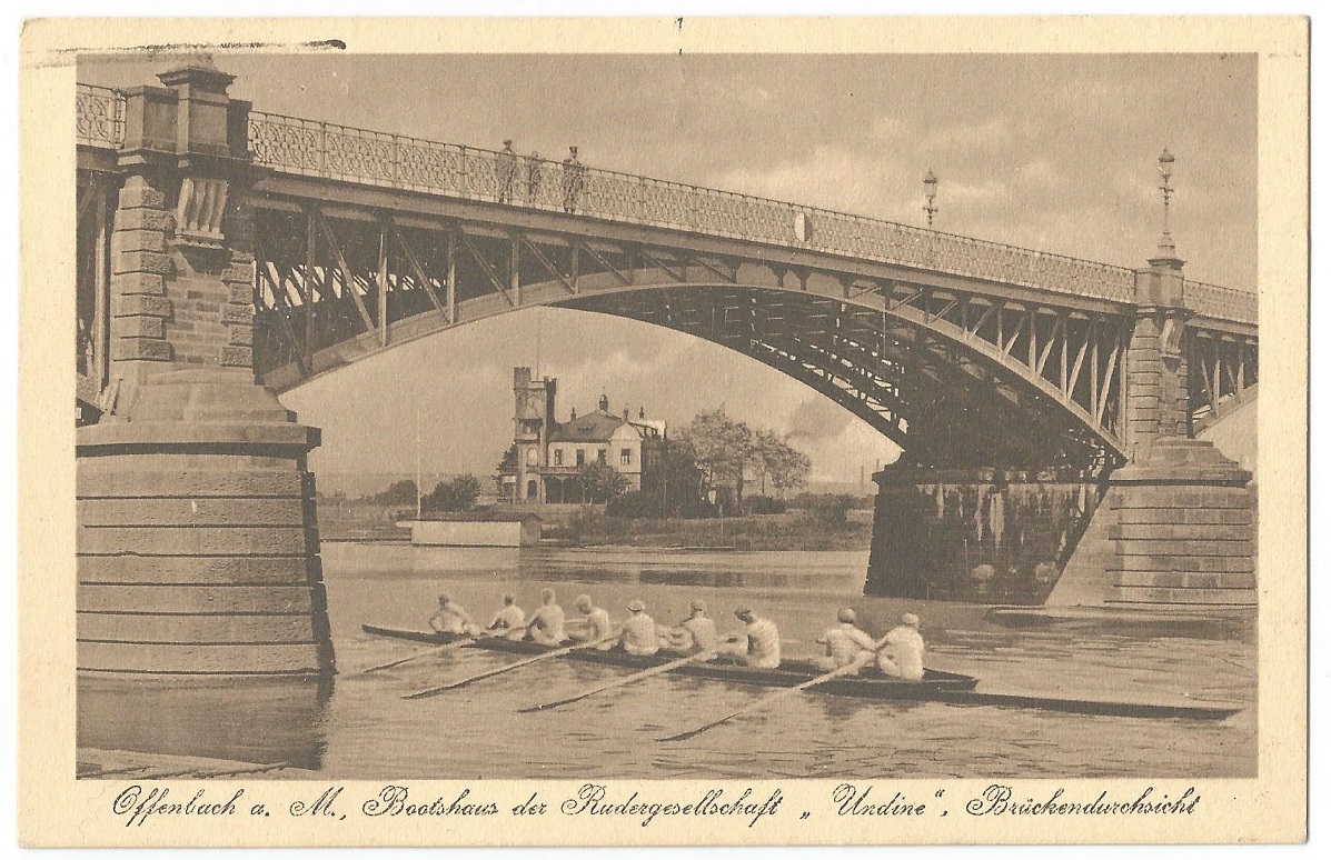 PC GER Offenbacher Rusdergesellschaft Undine boathouse and bridge PU 1928 
