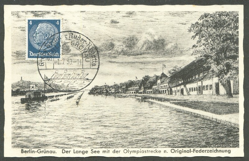 pc ger berlin gruenau drawing of olympic regatta course with pm 1939 july 1st meyerheim olympia no. 1 