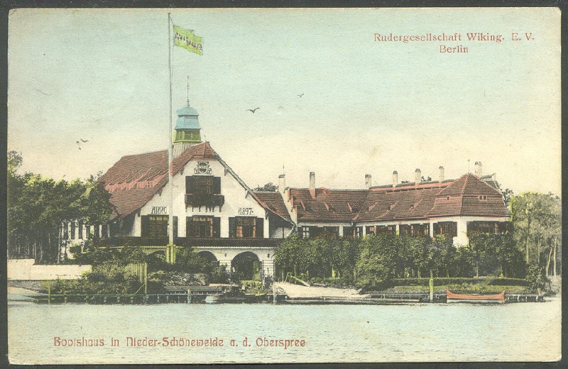 pc ger berlin rg wiking pu 1907 coloured photo of boathouse 