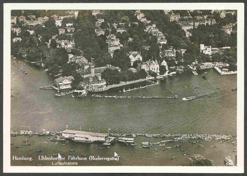 pc ger hamburg regatta 1930 bird s eye s view of uhlenhorster faehrhaus and surrounding area during regatta 