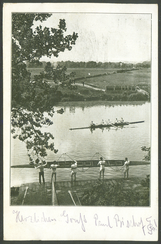 pc ger hannover akademischer rv 4 crew launching their boat pu 1913