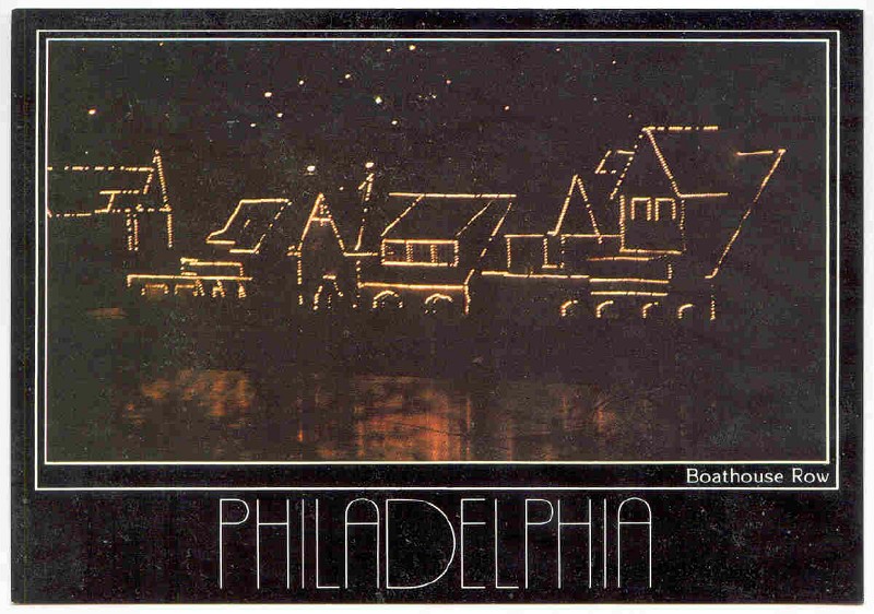 pc usa philadelphia boathouse row illuminated silhouettes of boathouses in complete darkness 