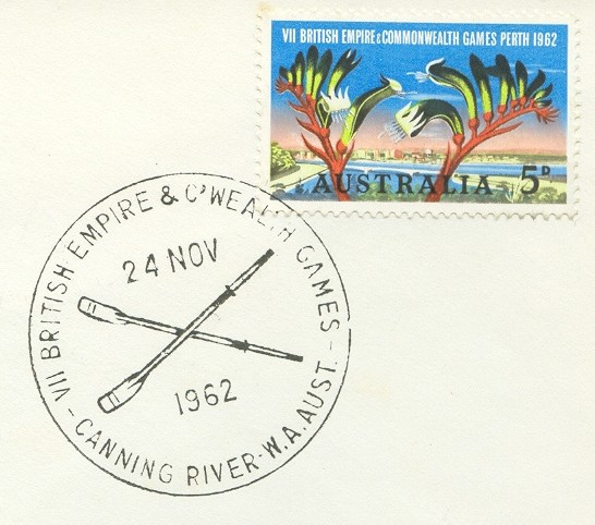 pm aus 1962 nov. 24th canning river w.a.aust. vii british empire commenwealth games crossed oars 