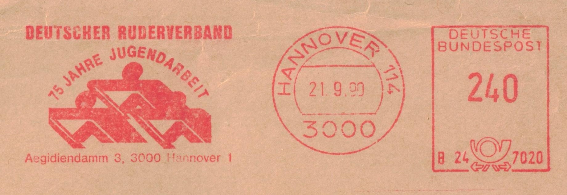 PM GER 1991 Deutscher Ruderverband 75 Jahre Jugendarbeit red meter mark II