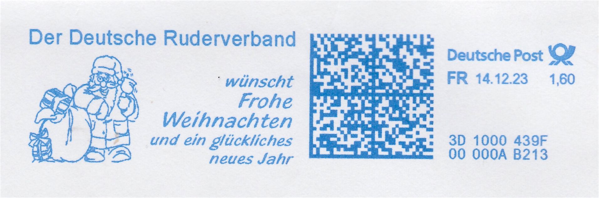 PM GER 2023 blue meter mark German Rowing Federation Merry Christmas and a happy New Year
