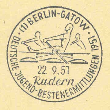 pm ger 1951 sept. 22nd berlin gatow german junior championships stylized rowers racing 