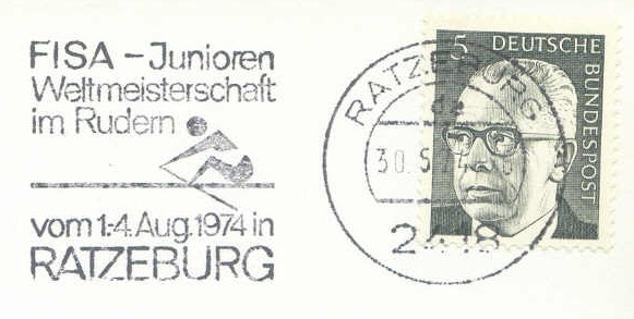 pm ger 1974 may 30th ratzeburg fisa junioren weltmeisterschaft im rudern stylized rower 