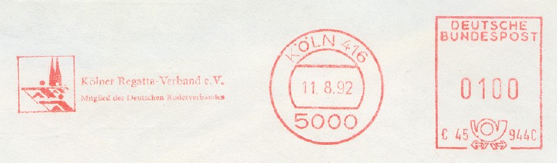 pm ger 1992 aug. 11th koelner regatta verband logo red meter mark