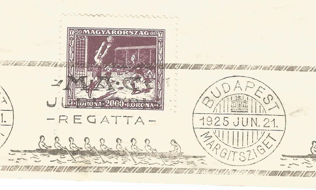 PM HUN 1925 June 21st Budapest MAC Jubilaris Regatta on 2000 K. stamp