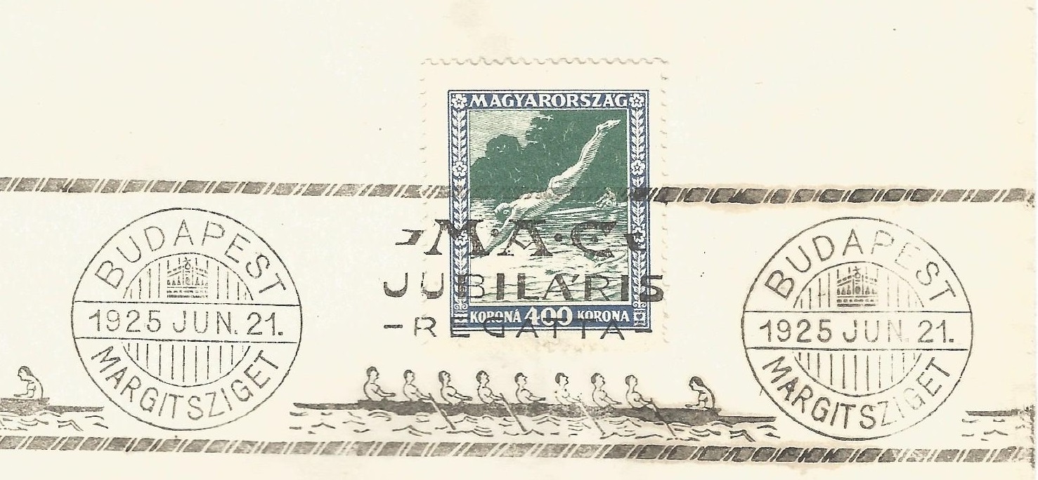 PM HUN 1925 June 21st Budapest MAC Jubilaris Regatta on 400 K. stamp