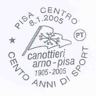 pm ita 2005 jan. 8th pisa canottieri arno pisa 100th anniversay 1905 2005 flag 