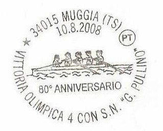 pm ita 2008 aug. 10th muggia 80th anniversary of gold medal for s.n. g. puellino at og amsterdam 1928 in the 4 event drawing of 4 