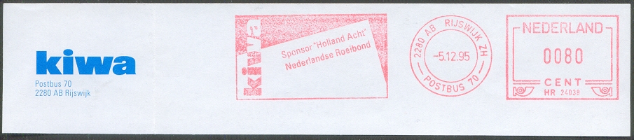 pm ned 1995 dec. 5th rijswijk red meter mark kiwa sponsor holland acht nederlandse roeibond