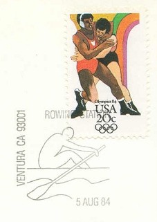pm usa 1984 aug. 5th ventura ca og los angeles rowing station stylized rower 